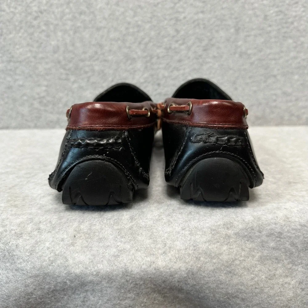 T.B. Phelps Mens Black Leather Driving Loafers Mahogany Trim Size 10.5 M 16611